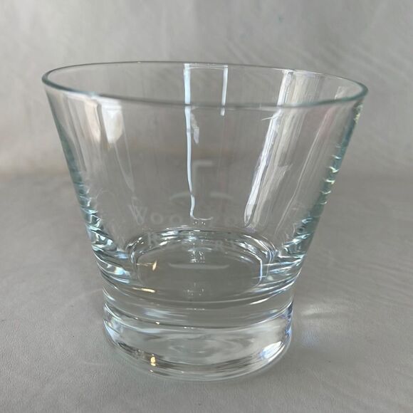 Woodford Reserve Rocks Glass 8 Oz White Writing Heavy Bottom 3 1/2 Inches Round - Picture 1 of 5